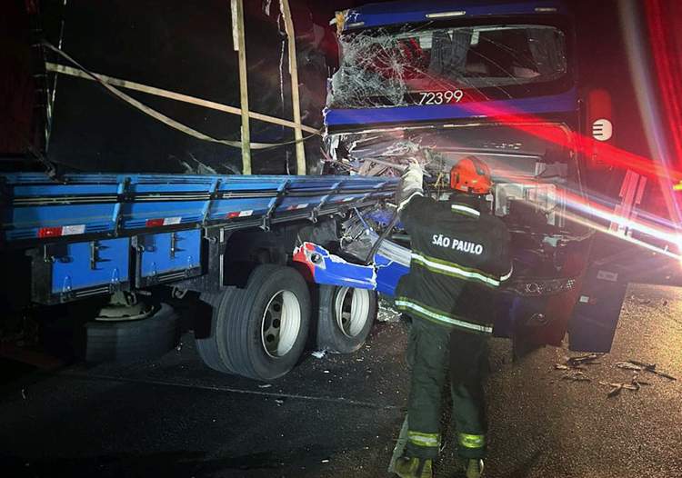 Idosa morre e cinco ficam feridos em acidente envolvendo caminhão e ônibus na Via Dutra
